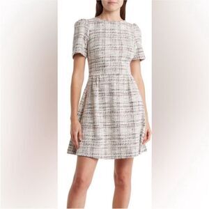 Love Ady NWT Boucle Tweed Dress in Ivory Multi Size Large